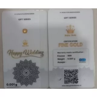 BABY GOLD HAPPY WEDDING 0,001 GRAM 0.002 GRAM EMAS MINI LOGAM MULIA GIFT SERIES