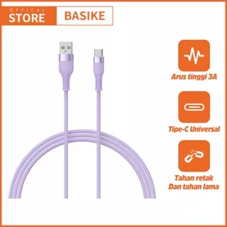 BASIKE Kabel Data Fast Charging kabel Type C 3A cable charger Macaron Mobile Cables Converters