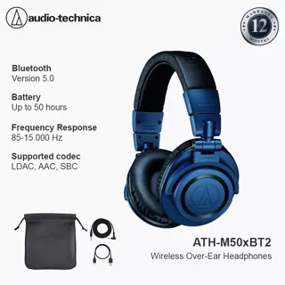 Audio-Technica ATH-M50x BT2 Monitoring Bluetooth Headphones - Deep Sea