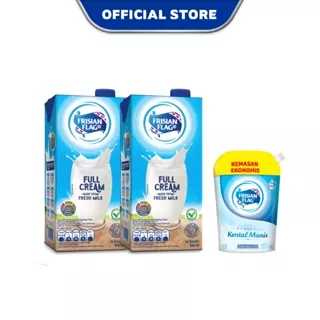 Frisian Flag Family UHT Full Cream 946 ml x 2 pcs + Frisian Flag Bendera Kental Manis Pouch 545gr