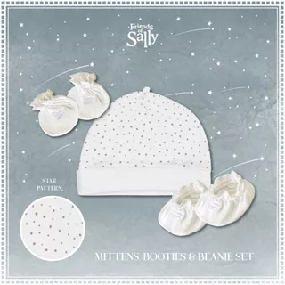 Friends of Sally Galaxy Bamboo Mitten Booties & Beanie Set / Set Topi Sarung Tangan & Kaki Bayi