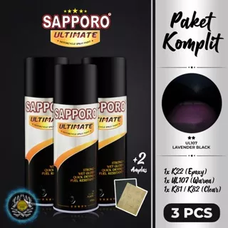 PAKET UL107 LAVENDER BLACK SAPPORO ULTIMATE CAT SEMPROT 400 ML UL 107 HITAM VIOLET HITAM UNGU PEARL MUTIARA HITAM VIOLET PEARL BLACK SERIES BUNGLON CAT MOTOR AEROSOL PYLOX PILOKS PILOX PILOK SAPORO DITON PREMIUM SAMURAI SHOGUN MEDAN BINJAI SUMATERA