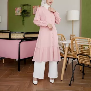 Milan Basic Tunik Premium Rayon Wanita F18065 / Tunik Midi Polos Wanita / Atasan Tunik Wanita SONIA