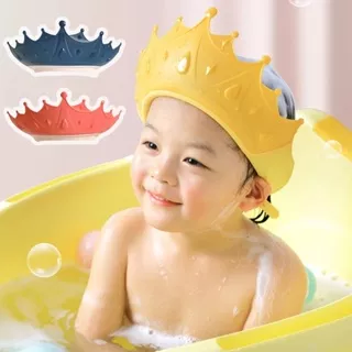 Topi Keramas Bayi Anak Crown Baby Shower Cap Topi Mandi Balita Mahkota Pelindung Mata Kepala Anak Silikon Topi Keramas Anak Bayi hingga Remaja Model Mahkota Premium Teba