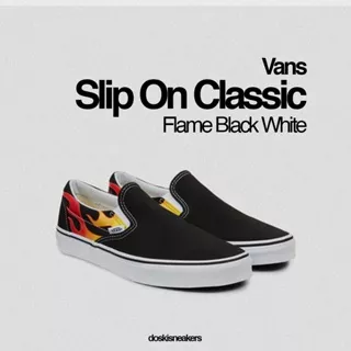 Vans Slip On Classic Flame Black White ORIGINAL 100% Sepatu Casual Pria Wanita Ori Murah Sepatu Slip On Pria Sepatu Vans Sepatu Vans Slip On Original