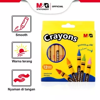 M&G Pensil Krayon 12 Warna 8mm*90mm Bentuk Segitiga dan Bulat / Alat Mewarnai Crayon Triangle & Round