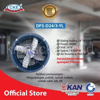 Drum Fan 24 Inch Standard DFS-D24/3-YL 380V Blower Tabung Blower Gedung Eksos Drum