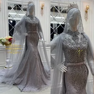 Gaun pengantin | kebaya pengantin slim ekor | gaun pengantin ekor panjang