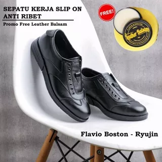 sepatu pantofel slip on sepatu kerja pria sepatu formal pria sepatu wisuda sepatu kondangan sepatu kulit asli sepatu kantor pria model ryujin flavio boston