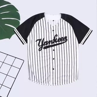 kaos jersey baseball salur putih premium unisex