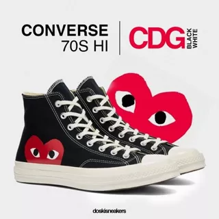 Converse 70S HI X CDG PLAY Black White 100% ORIGINAL BNIB Sepatu Pria Wanita Sneakers Casual Pria Sepatu Converse Sepatu Converse Original Sepatu Converse Pria