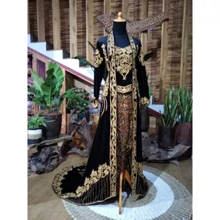 Kebaya Bludru Kutubaru, Kebaya Pengantin Beludru Full Payet.