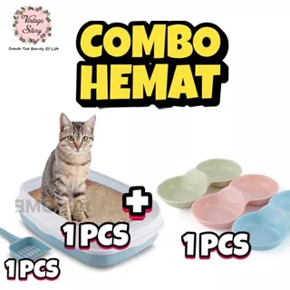 Bak Pasir Kucing Tempat Toilet Kucing Free 1 Sekop Serokan Pasir 46x34x12cm