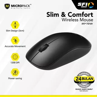 Micropack Speedy Slim Ultra Slim Optical Wireless Mouse - Black (MP-721W)