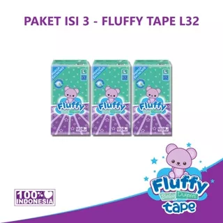 Fluffy Tape L 96 Pcs [L 32 Pcs x 3 Pack] - Popok Perekat Bayi baru lahir / Popok Bayi Newborn / Diapers Newborn Baby Selembut kapas, Daya Serap Tinggi, Anti Iritasi & Anti Ruam