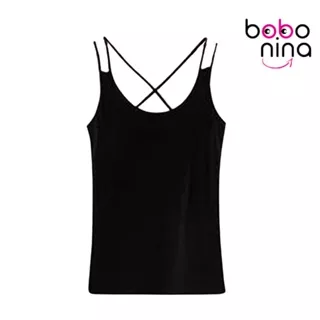 Ninabobo BR084 Atasan Baju Tanktop Panjang Wanita Model Segitiga Silang Belakang Depan V-Neck Tank Top Sport Bra Push Up Sexy One Peice