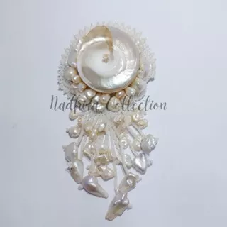 Bros Mutiara rajut, bros etnik , bros rajut, Handmade