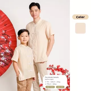 ZIEL KIDS - CNY 2023 - New Alvaro Cheongsam / Cheongsam Anak Laki-Laki / Pakaian Anak Laki-Laki / Baju Imlek Anak Laki-Laki / Pakaian Couple Boy & Dad / Pakaian Couple Ayah Anak / Cheongsam / Imlek / Lunar New Year / Chinesse New Year