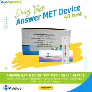 Tes Narkoba MET (Shabu) Tetes METhamphetamine Cassete Device Answer isi 40 test