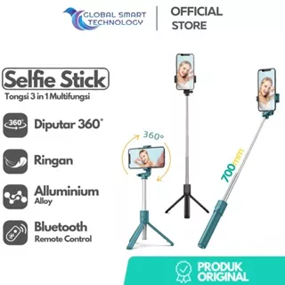 Tongsis Tripod Bluetooth Remote 3 In 1 R1 Selfie Stick Phone Holder Original