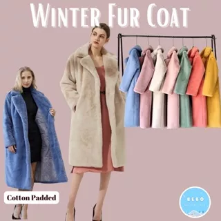 Winter Fur Coat Wanita dengan Cotton Padded Mantel Bulu Korea
