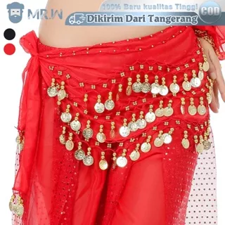 Baju Belly Dance Ikat Pinggang Belly Dance Hip Scarf Selendang Pinggul Hip Scarf Dance Gold Coin Zumba