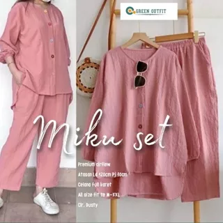 miku setelan stelan set 1set setcel oneset baju pakaian kemeja atasan blouse bluse blus clana celana polos jumbo over big size ld 120 xxxl wanita remaja cewe cewek dewasa muslim muslimah premium asli ori original elegan murah kekinian terbaru termurah cod