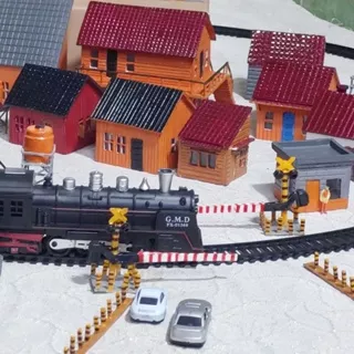 miniatur palang kereta api diorama skala scala 1 : 87 maket rumah stasiun terowongan railking