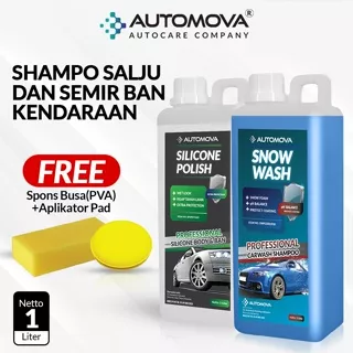 AUTOMOVA - Semir Ban Motor | Semir Ban Mobil | Pengkilap Motor dan Shampo Mobil Snow Wash pH Netral Balance 1 Liter