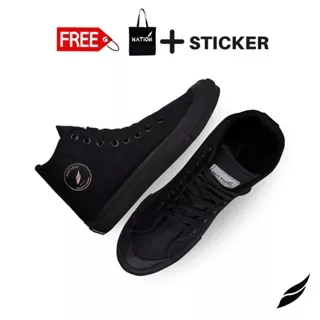 NATIONIDN - Classic High Full Black - Sepatu Sneakers Casual Pria Wanita | Sepatu Original | Sepatu Pria | Sepatu Unisex