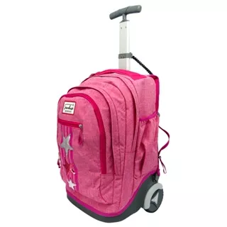 Stardust 2 in 1 Backpack and Trolley Pink Star