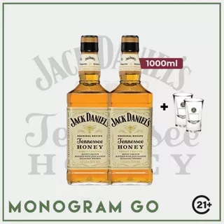 Jack Daniel's Tennessee Honey 1000ml (2 Bottles + 2 Shoot Glass)
