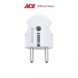 Ace Krisbow Kepala Steker 2 Pin 10A - Putih Kepala Colokan Listrik Plug Steker Head Cable Peralatan Listrik Perlengkapan Elektrik