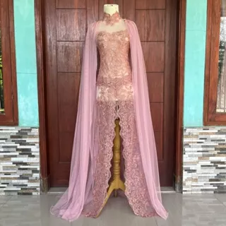 Kebaya Pengantin Sayap Pundak / Gaun Akad Ekor / Kebaya Ekor Panjang