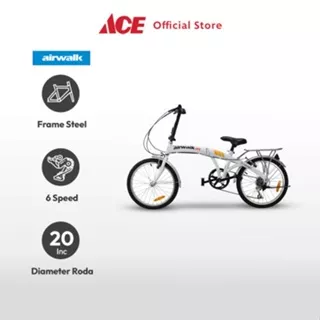 Ace Airwalk Expresso Sepeda Lipat 20 inci 6-Speed - Putih Perlengkapan Olahraga Sepeda Compact Foldable Folding Bike