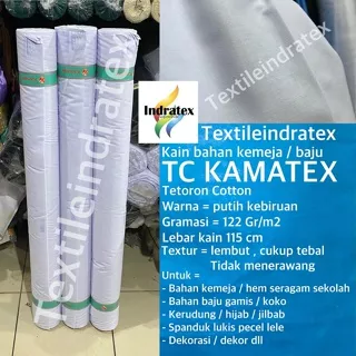 ( per 1 roll ) Kain katun jepang TC KAMATEX warna PUTIH lebar 115 cm bahan baju kemeja seragam sekolah sd smp sma smk gamis koko kaftan kerudung hijab jilbab lapisan masker craft kerajinan tangan kain kafan schrunchie schruncie kafan mori background dekor