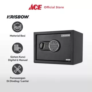 Ace Krisbow 35X25X25 cm Brankas Besi 25Sce 1/3 - Hitam Brangkas Safety Box Tempat Barang Berharga Berangkas