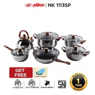 Cookware Set Stainless isi 6 pcs NIKO NK-1113SP BONUS NUMAN l GARANSI RESMI