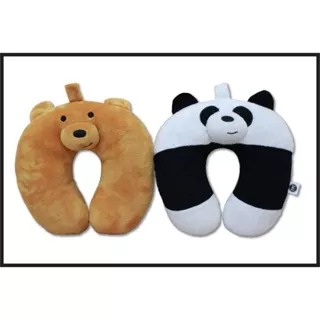 Bantal Leher Panda Family Timbul , Headrest U Timbul Panda Family