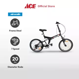 Ace Airwalk Expresso Suspension Sepeda Lipat 20 7-Speed - Hitam Perlengkapan Olahraga Sepeda Compact Foldable Folding Bike