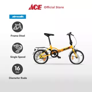 Ace Airwalk Jedi Sepeda Lipat 16 inci 1-Speed - Orange Perlengkapan Olahraga Sepeda Compact Foldable Folding Bike