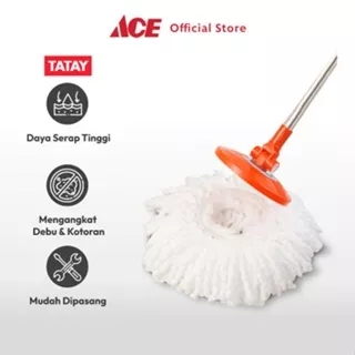 Ace Tatay Refill Kain Pel Putar - Putih Refil Mop Isi Ulang Kain Pel Aksesoris Alat Pel Pelan Pengganti Alat Kebersihan Cleaning Tool