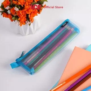 Ace Ataru 19X5.5X3 cm Tempat Pensil Zipper Nylon Mesh - Biru Aksesoris Alat Tulis Pencil Case Kotak Pensil Perlengkapan Kantor