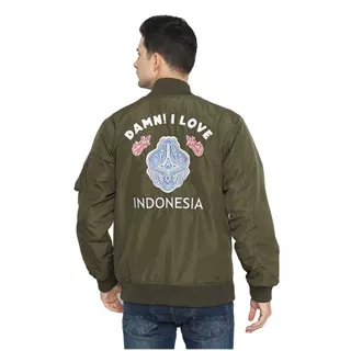 DAMN! I LOVE INDONESIA BOMBER JACKET GORGA ARMY GREEN UNISEX