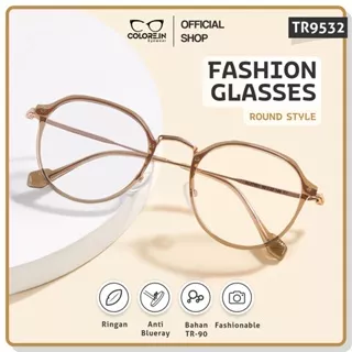 Colore.in Kacamata Anti Radiasi Lensa Minus Photocromic Anti Blueray Wanita Pria Terbaru Kacamata Fashion TR-90 Bentuk Bulat Fashion Glasses TR9532