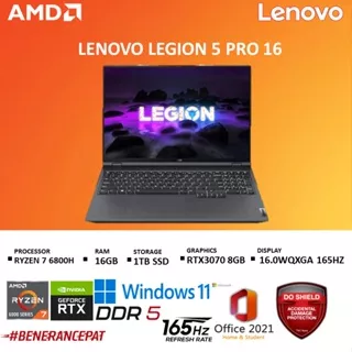 LENOVO LEGION 5 PRO 16 RTX3070 8GB / RYZEN 7 6800H 16GB 1TBSSD W11+OHS 16.0165HZ BLK -HVID