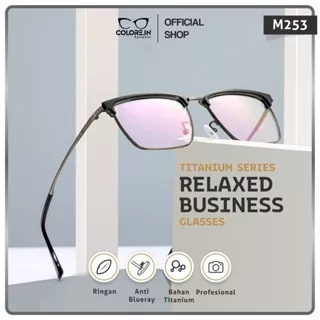 Colore.in Kacamata Bisnis Pria Titanium Anti Blueray Anti Radiasi Photocromic Bluecromic Business Glasses Professional Series M253