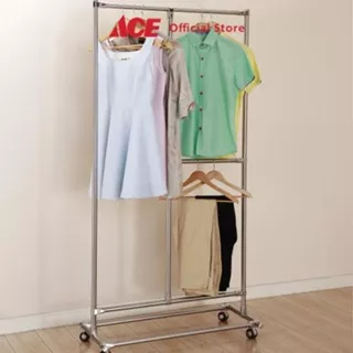 Ace Stora 91X41X180 cm Gantungan Baju Stainless Steel Stand Hanger Gantungan Baju Berdiri Clothes Organizer Standing Clothing Rack