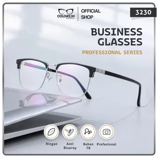 Colore.in Kacamata Bisnis Pria Titanium Anti Blueray Anti Radiasi Photocromic Bluecromic Business Glasses Professional Series 3230