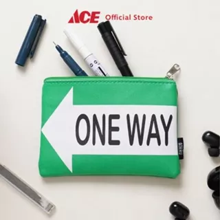 Ace Ataru 15X10 cm Zipper Pouch One Way - Hijau Kantong Organizer Serbaguna Tempat Pensil Pulpen Alat Make Up Pouch Kosmetik Lucu